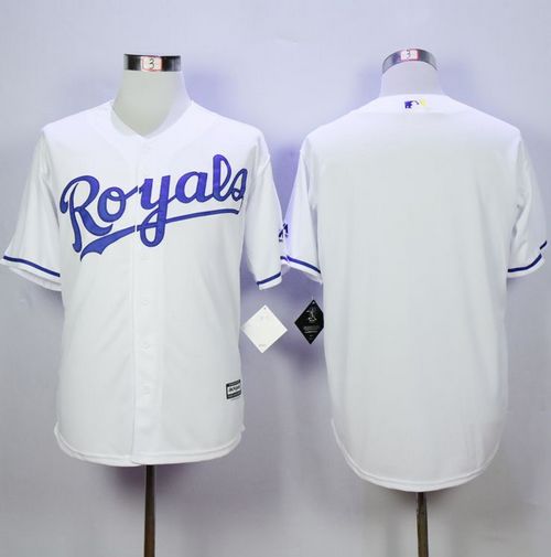 Royals Blank White Cool Base Stitched MLB Jersey - Click Image to Close